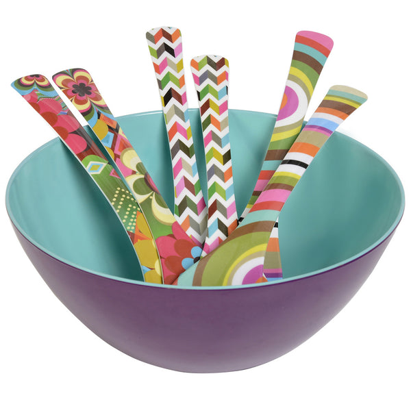 French Bull Grape/Turquoise Two Tone Large Bowl Two Tone Salad Bowl