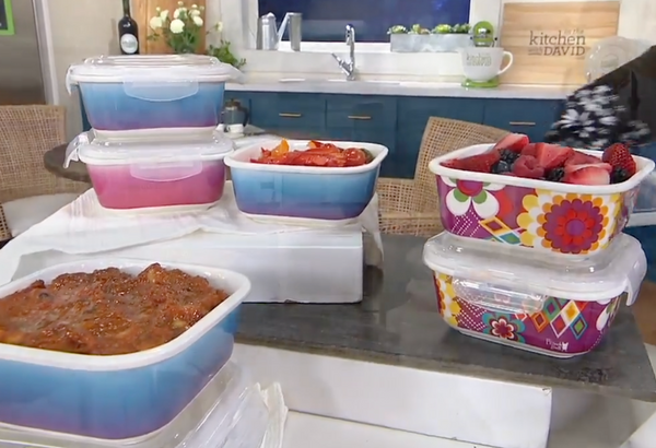 French Bull Mosaic 9.1oz Square Porcelain Food Storage Container Discontinued