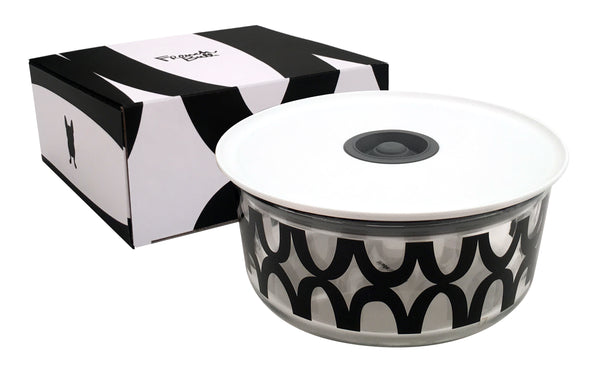 french bull Oval B&W 27oz Glass Storage Storage Container Set