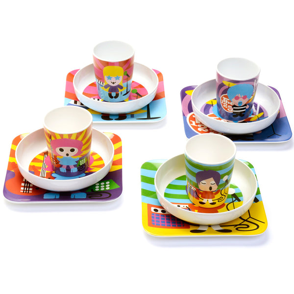 French Bull Rock Stars Kids Plate Set Square Plate Set