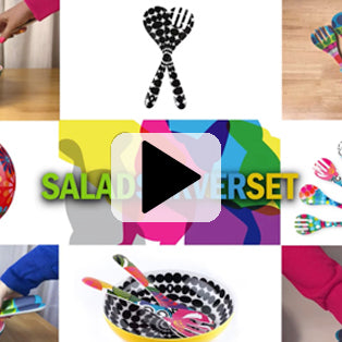 French Bull Studio Check 13" Server Set Salad Servers