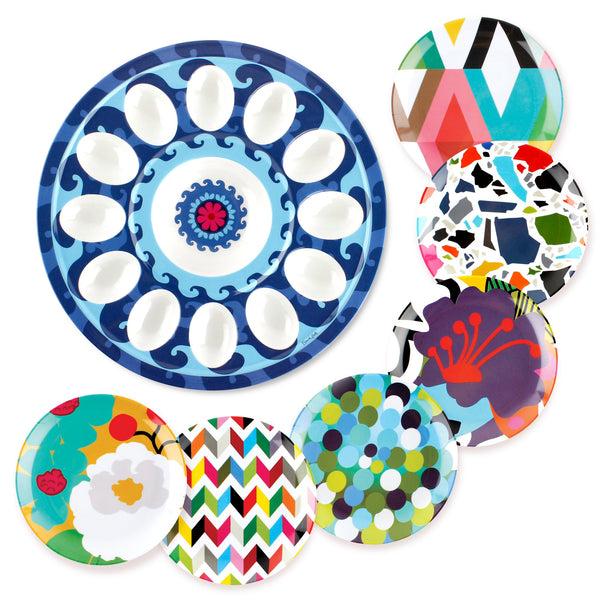 french bull Sus Egg Platter & Appetizer Plates Set Collection