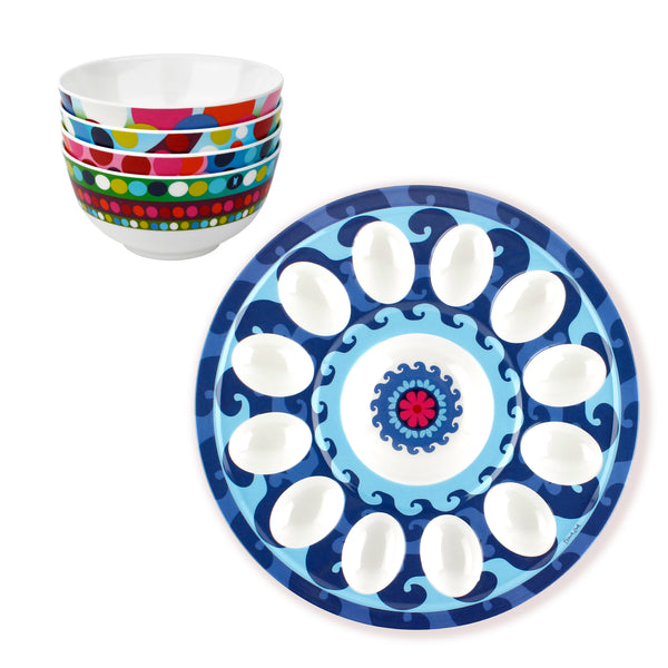 French Bull Sus Egg Platter & Bindi Bowl Set Collection