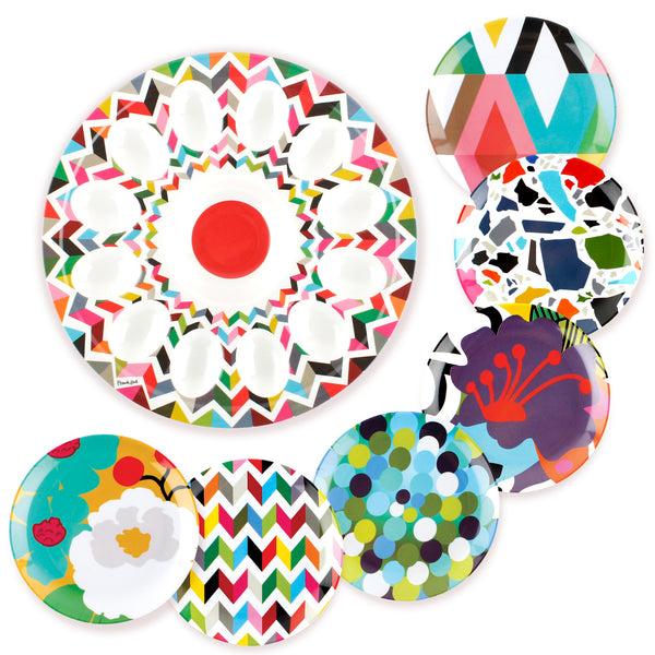 French Bull Ziggy Egg Platter & Plates Set Collection