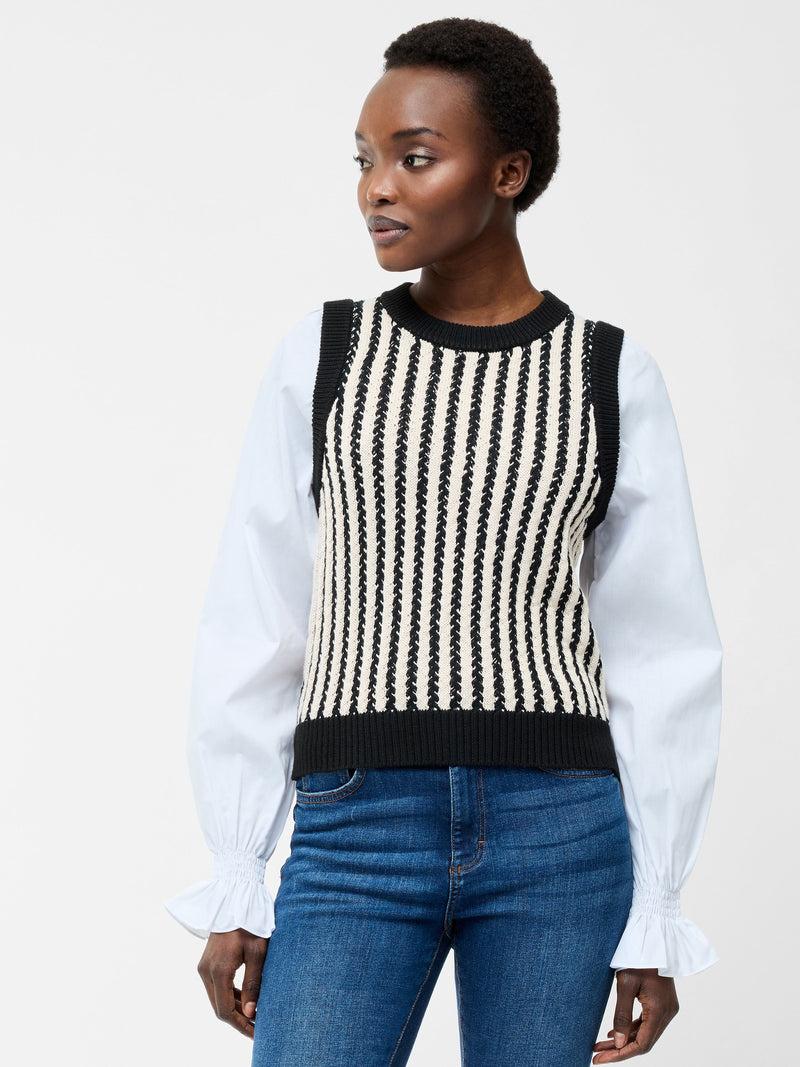 French Connection 2-In-1 Tank Shirt Black/Classic Cream