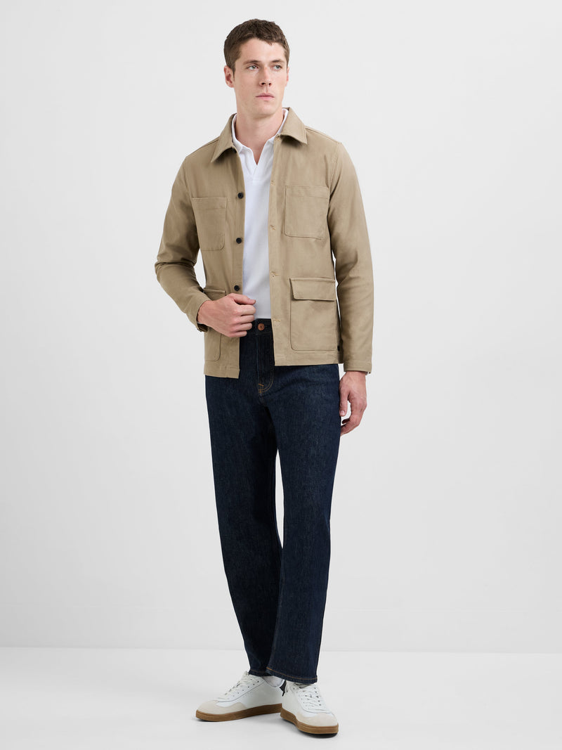 French Connection 4 Pocket Canvas Overshirt Mink Brown