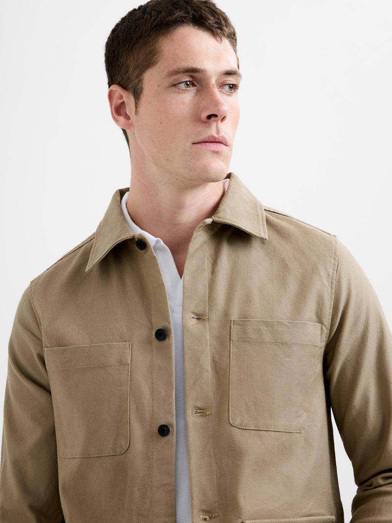 French Connection 4 Pocket Canvas Overshirt Mink Brown