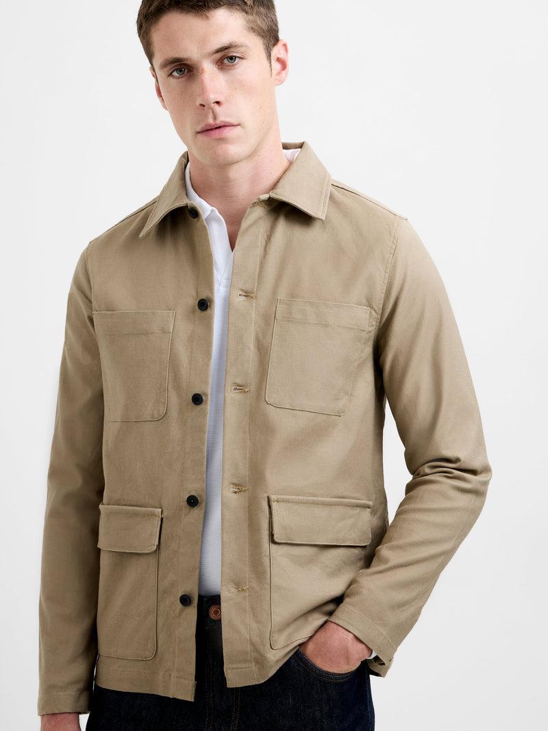 french connection 4 Pocket Canvas Overshirt Mink Brown