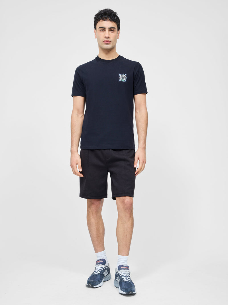 French Connection Abstract Flower Organic Graphic T-Shirt Black