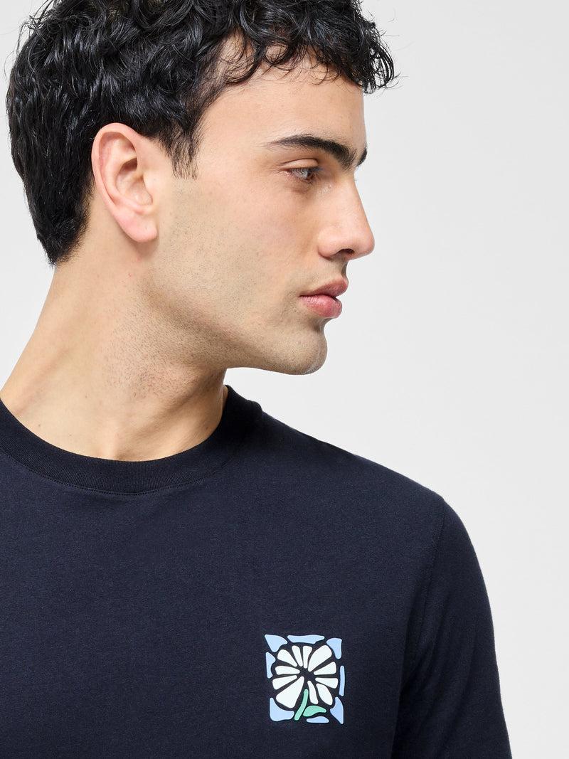 French Connection Abstract Flower Organic Graphic T-Shirt Black