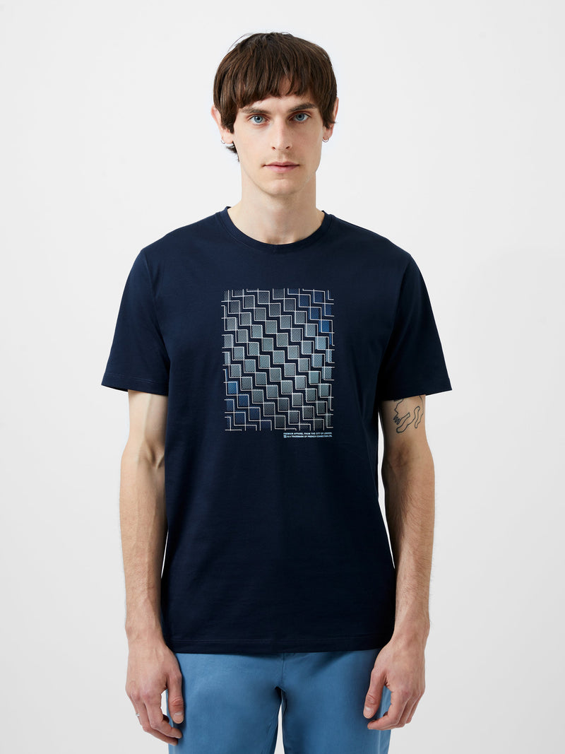 french connection Abstract Steps Organic Graphic T-Shirt Marine