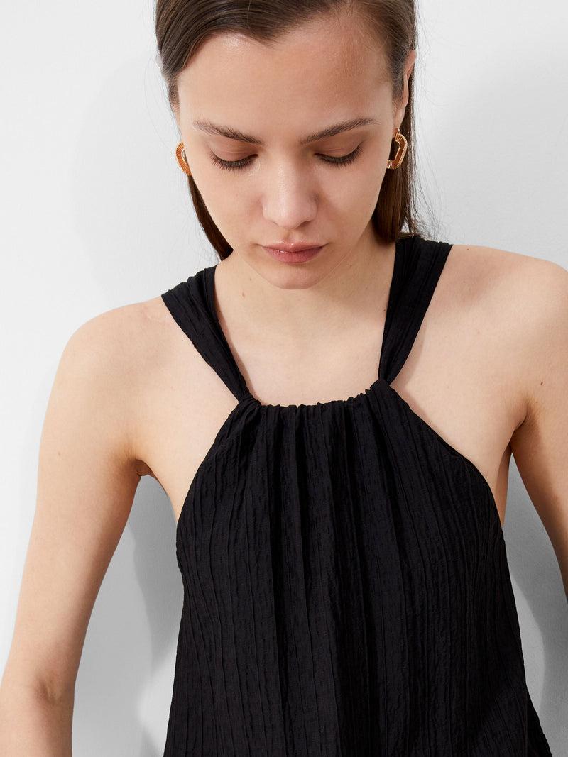 French Connection Aleska Textured Midaxi Dress Black