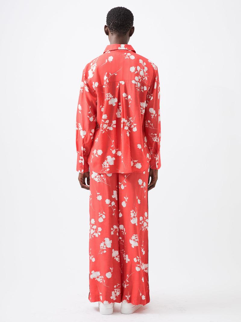 French Connection Alessandra Eco Delphine Wide Leg Trousers Cayenne Red/White