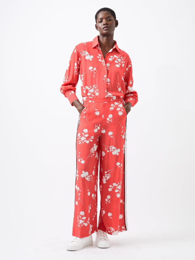 french connection Alessandra Eco Delphine Wide Leg Trousers Cayenne Red/White