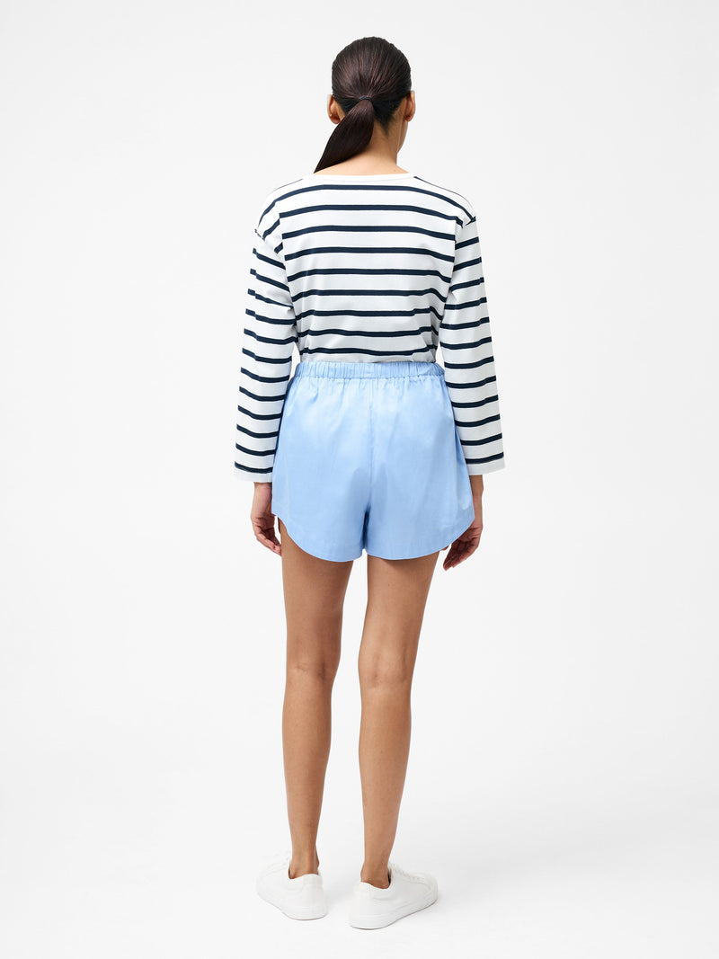 French Connection Alexis Cotton Drawstring Shorts Oxford Blue
