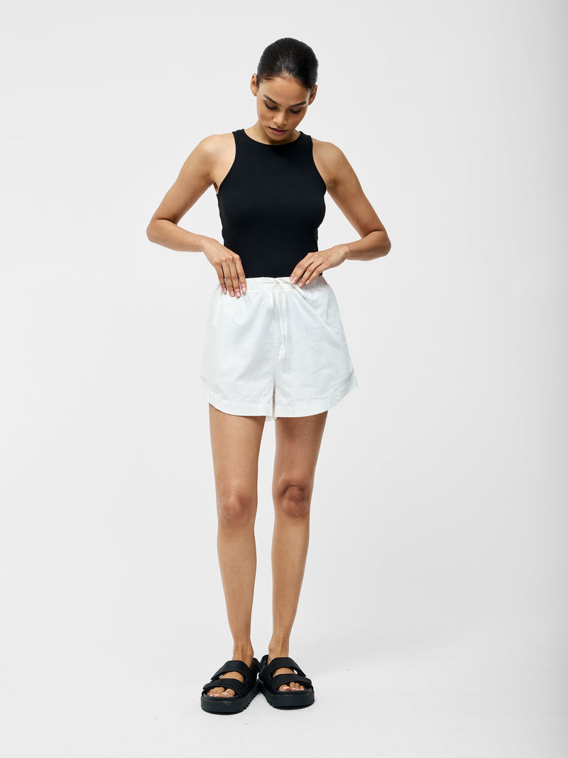 french connection Alexis Cotton Drawstring Shorts Summer White