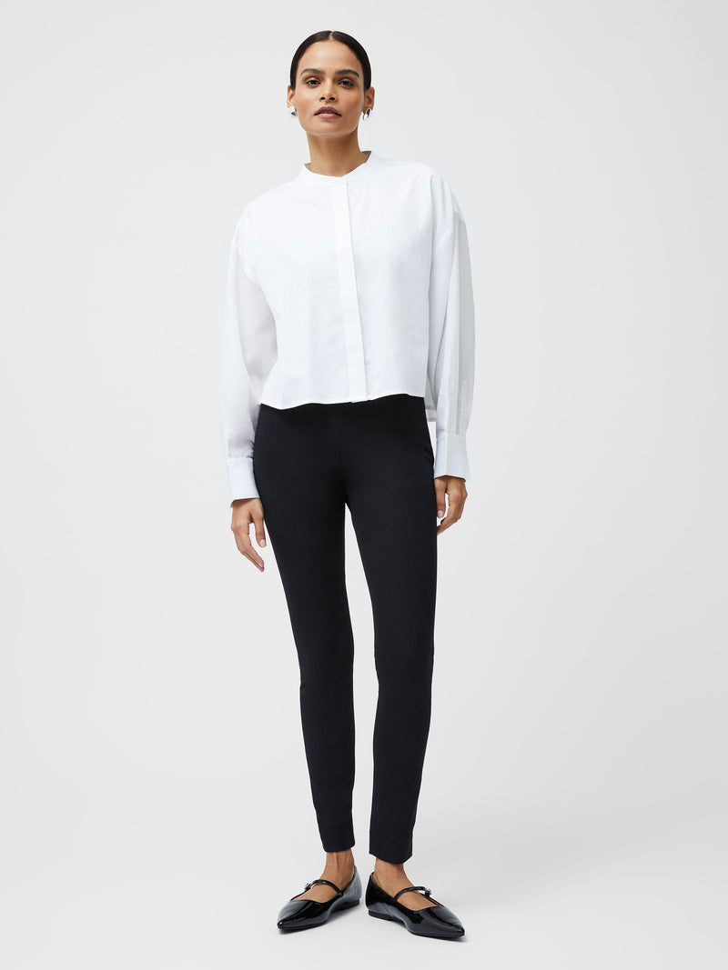 French Connection Alexis Cotton Sheer Sleeve Shirt Linen White