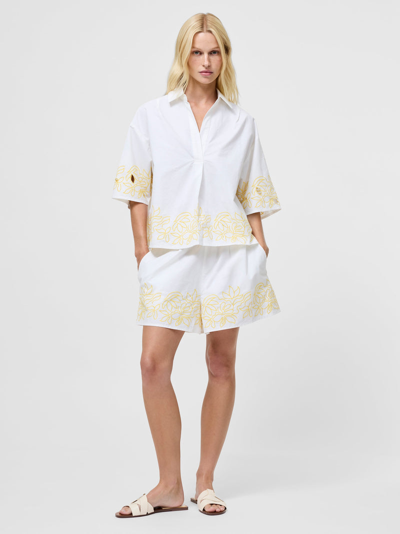 French Connection Alissa Cotton Popover Shirt Linen White/Butter Y
