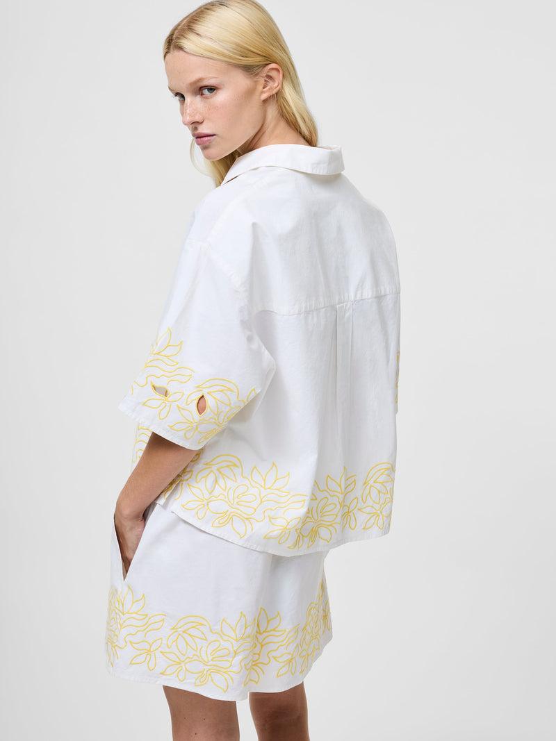 French Connection Alissa Cotton Popover Shirt Linen White/Butter Y