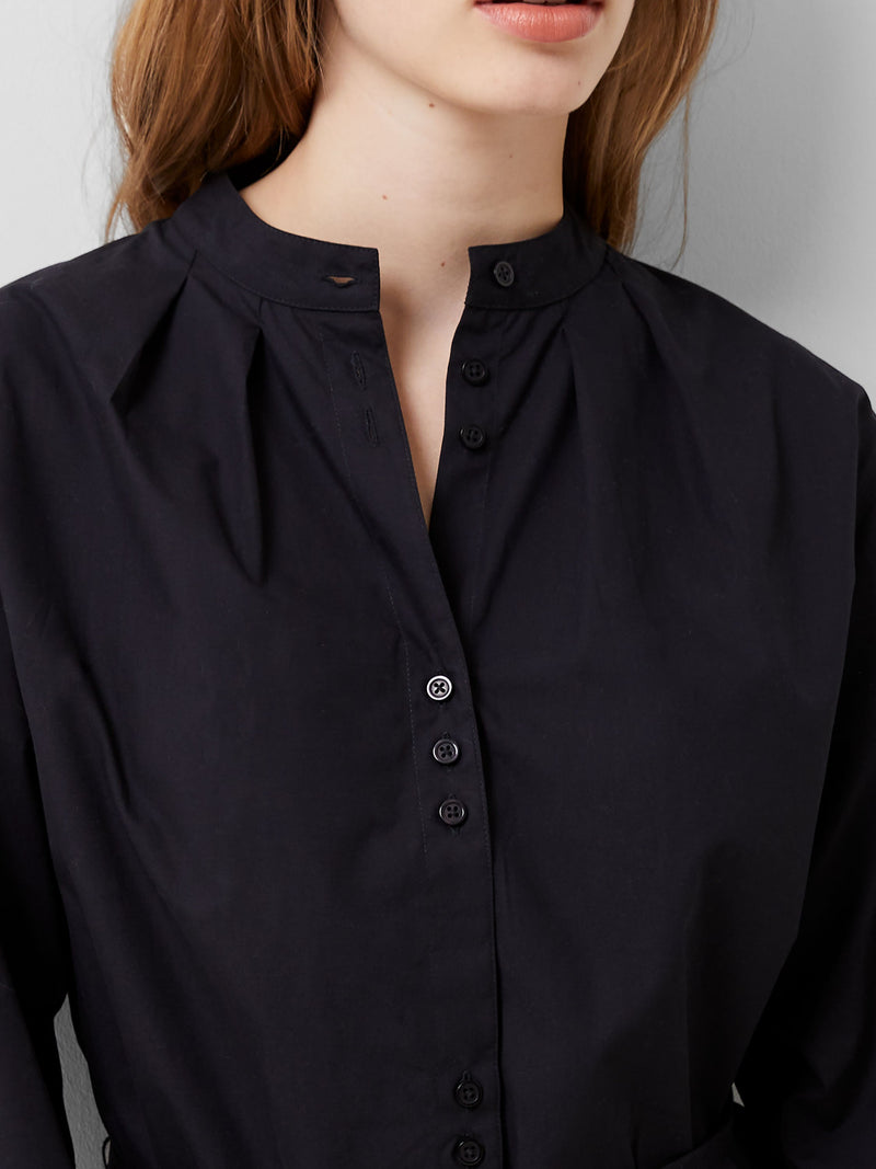 French Connection Alissa Cotton Wide Sleeve Shirt Dress Blackout