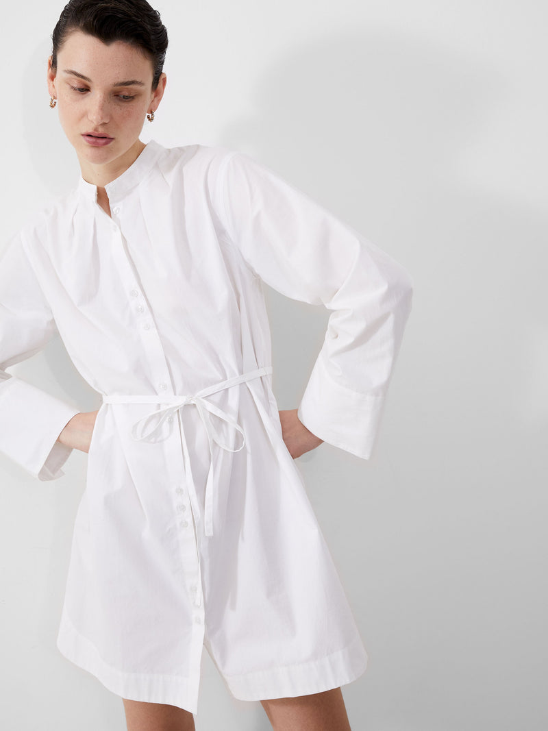 French Connection Alissa Cotton Wide Sleeve Shirt Dress Linen White