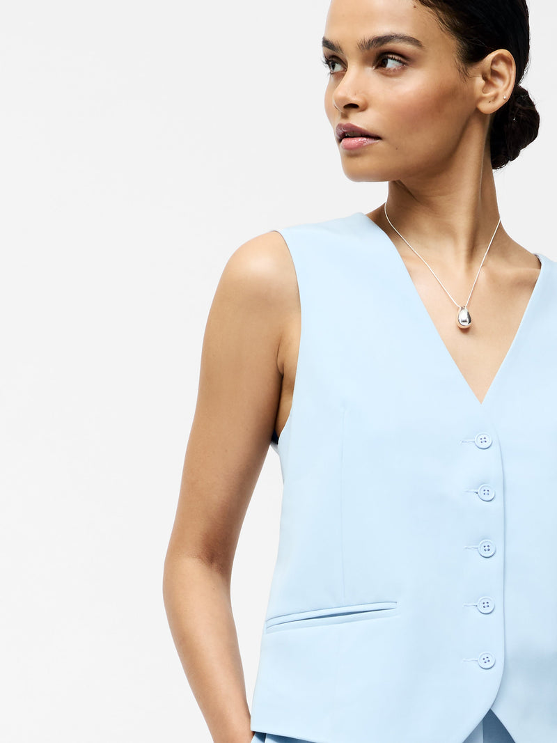 French Connection Angie Tailored Waistcoat Sky Blue