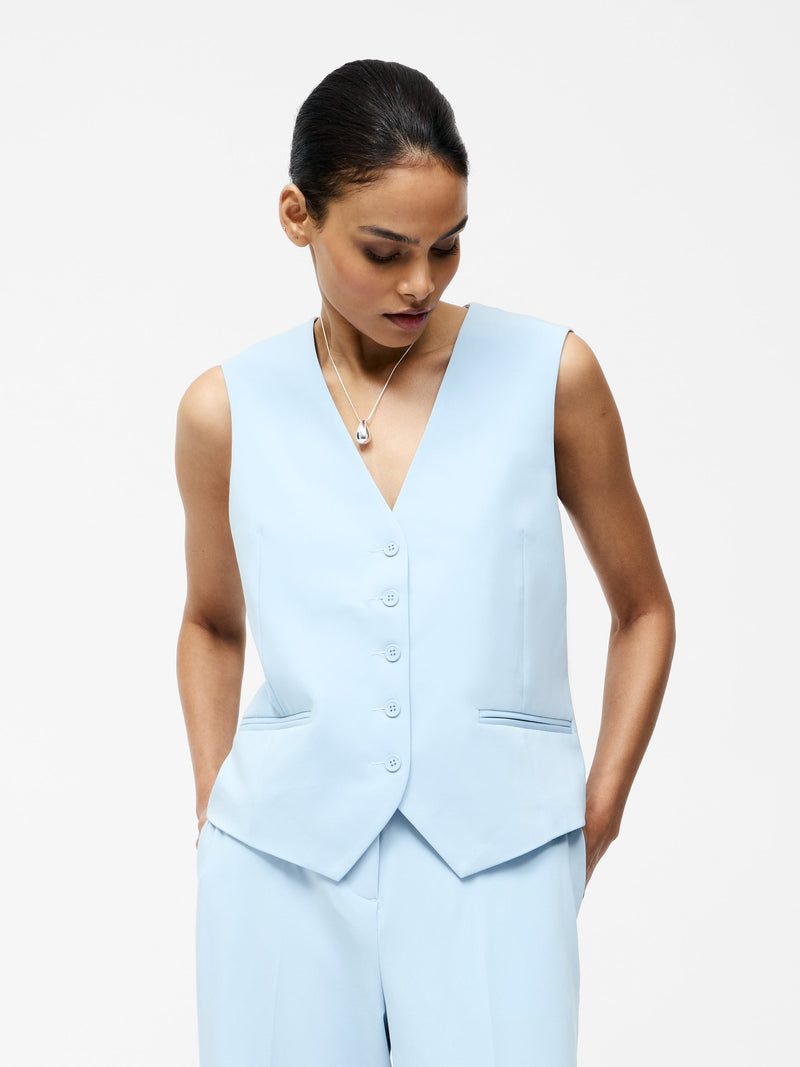 french connection Angie Tailored Waistcoat Sky Blue