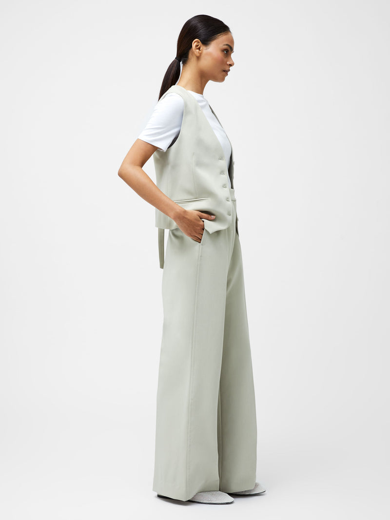 French Connection Angie Tailored Wide Leg Trousers Pistachio Green