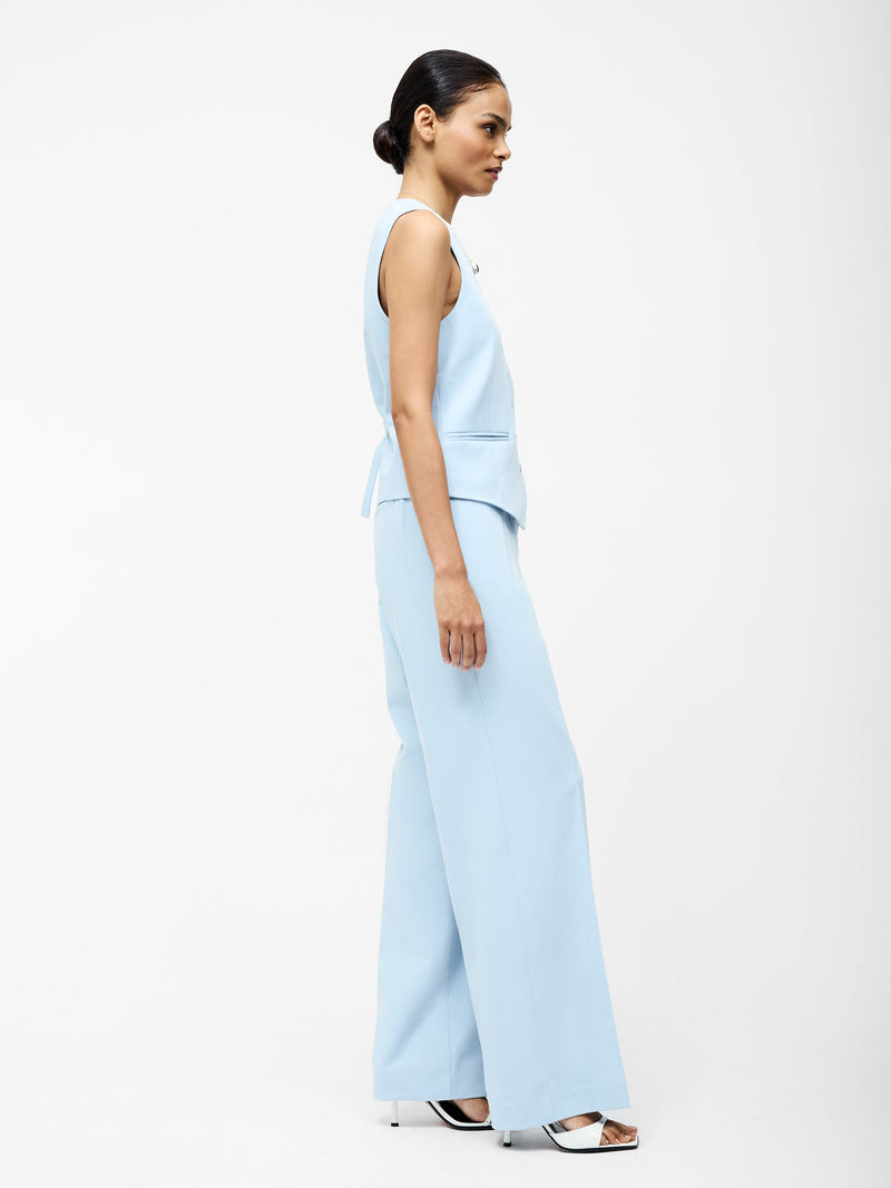 French Connection Angie Tailored Wide Leg Trousers Sky Blue