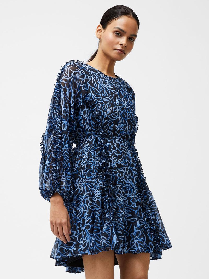 french connection Anna Emina Chiffon Mini Dress Navy Multi