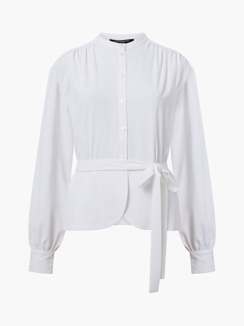 french connection Arezzo Long Sleeve Waist Tie Shirt Winter White