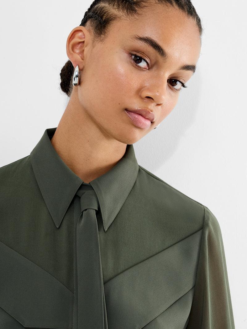 French Connection Arezzo Neck Tie Shirt Khaki Green