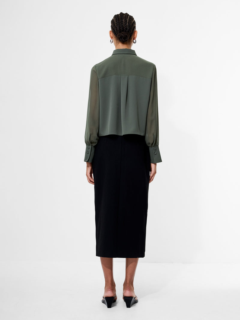 French Connection Arezzo Neck Tie Shirt Khaki Green