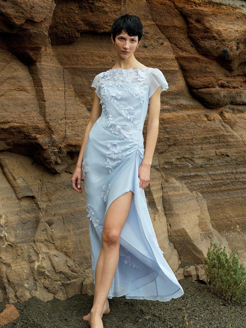 french connection Ariana Chiffon Georgette Maxi Dress Powder Blue