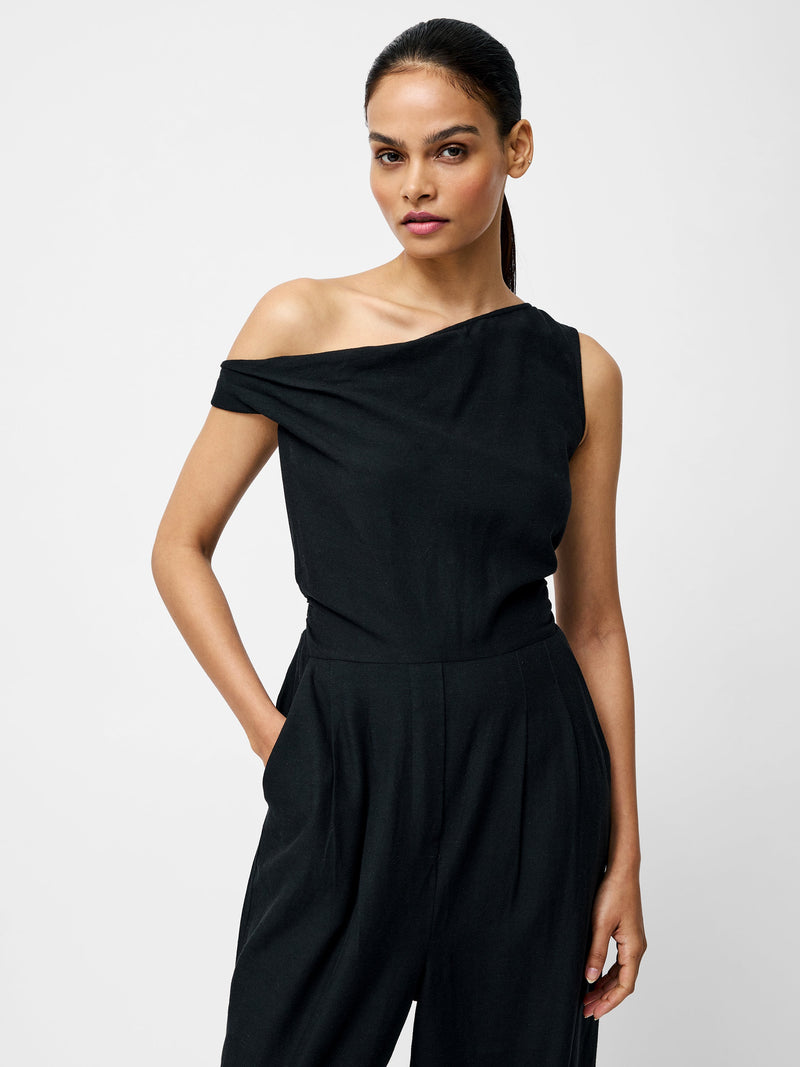 french connection Ariette Linen Blend Jumpsuit Black