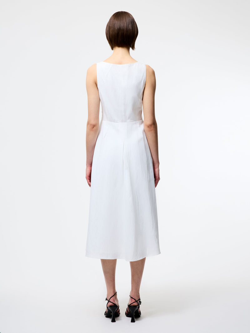 French Connection Ariette Linen Blend Sleeveless Midi Dress Linen White