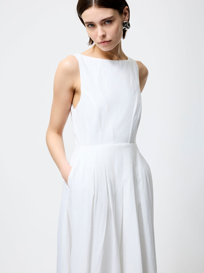 French Connection Ariette Linen Blend Sleeveless Midi Dress Linen White