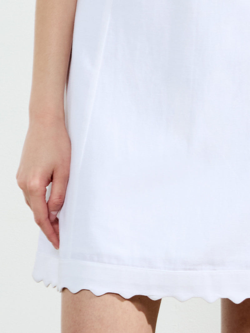 French Connection Ariette Linen Scalloped Mini Dress Linen White
