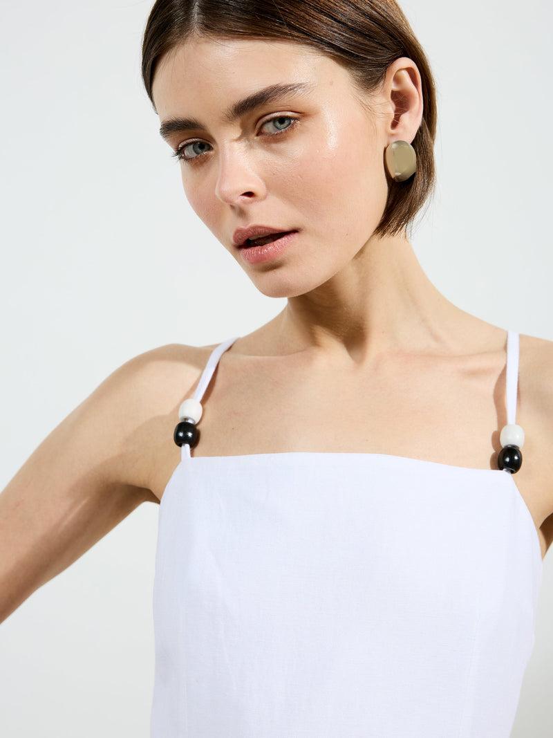 French Connection Ariette Linen Scalloped Mini Dress Linen White