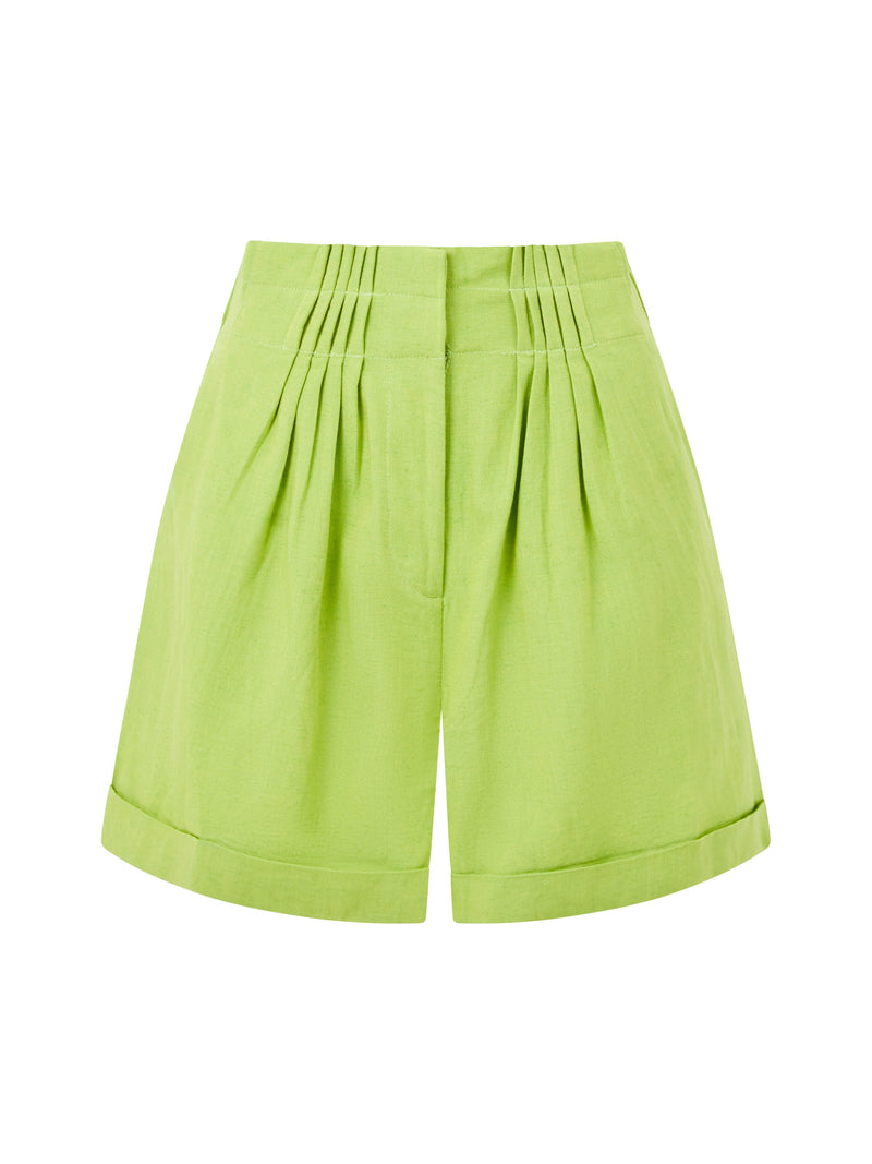 French Connection Ariette Linen Shorts Cactus Green