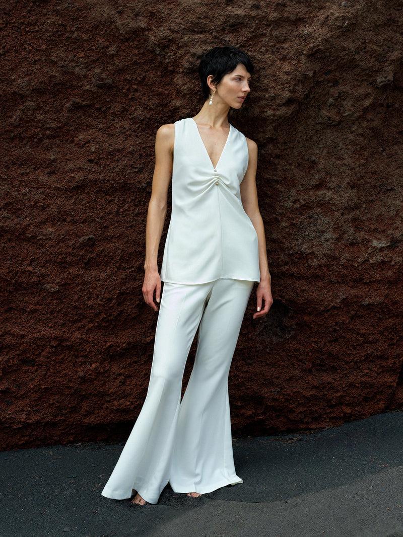french connection Arlette Flared Leg Trousers Summer White