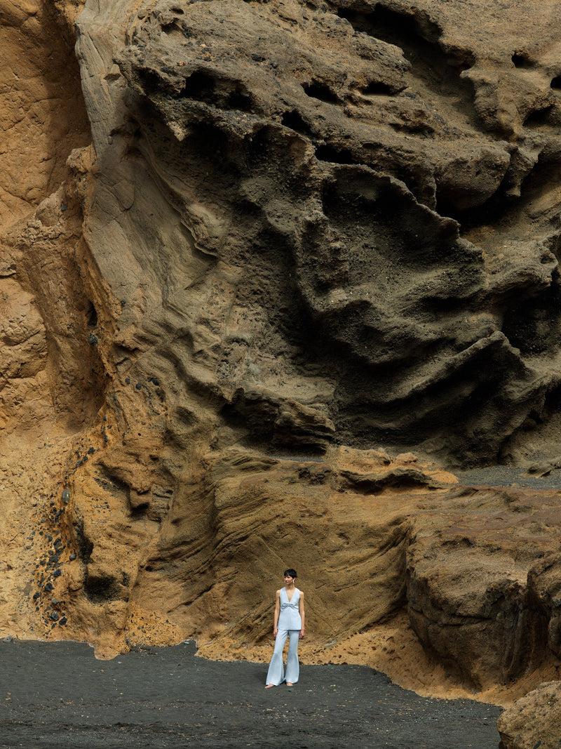 French Connection Arlette Sleeveless V Neck Top Powder Blue