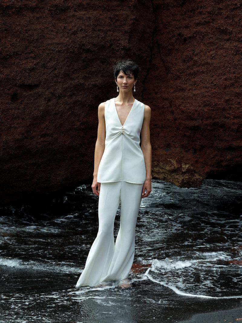 french connection Arlette Sleeveless V Neck Top Summer White