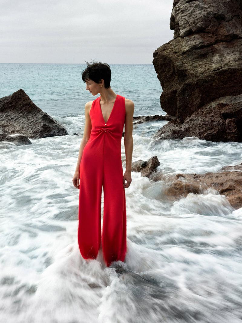 french connection Arlette Wide Leg Jumpsuit Poppy Red