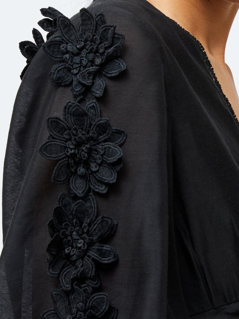 French Connection Aubrey 3D Lace Trim Mini Dress Black