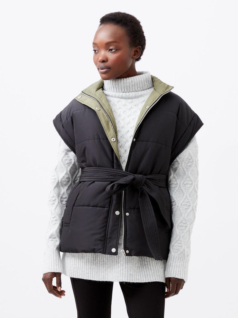 French Connection Auden Recycled Puffer Gilet Vest Blackout