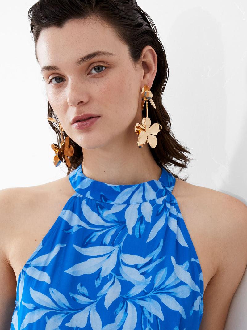 French Connection Avalina Eco Delphine Halterneck Playsuit Blue Sea Star