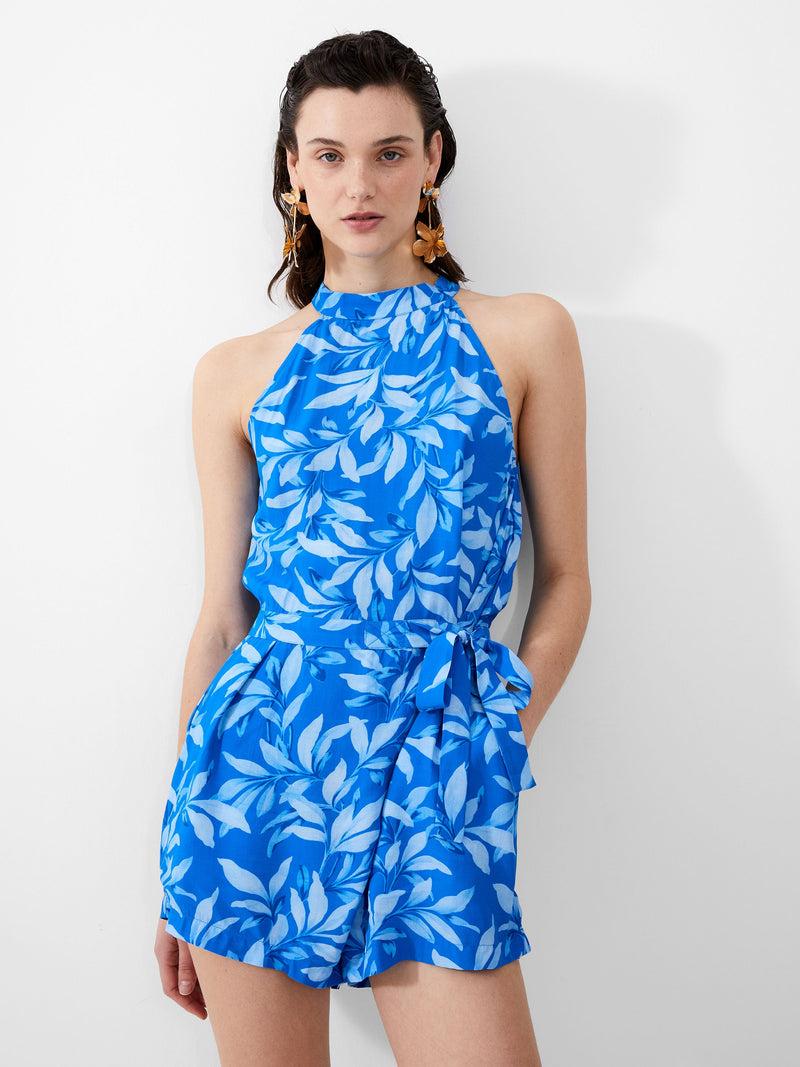 french connection Avalina Eco Delphine Halterneck Playsuit Blue Sea Star