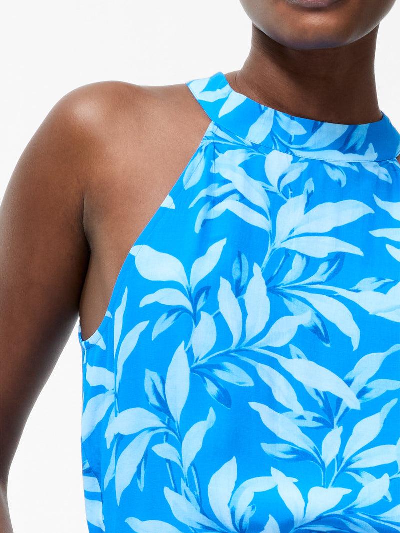 French Connection Avalina Halterneck Playsuit Blue Sea Star