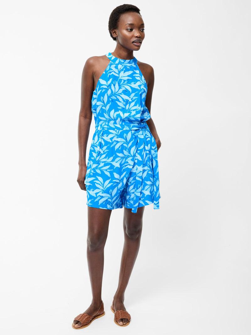 French Connection Avalina Halterneck Playsuit Blue Sea Star